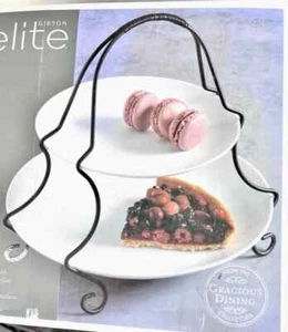 Gibson Elite 3 Piece 2 Tiered Porcelain Metal Serving Stand ~~ NEW with Box - Picture 1 of 6
