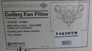 Emerson Ceiling Fan Fitter Crystal 4-light F 463 HTW Heavy Textured White - Picture 1 of 9