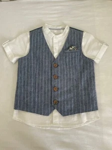 Boys NEXT Age 2-3 Years Linen Waistcoat Jacket and Short Sleeve Shirt Set BN - Picture 1 of 2