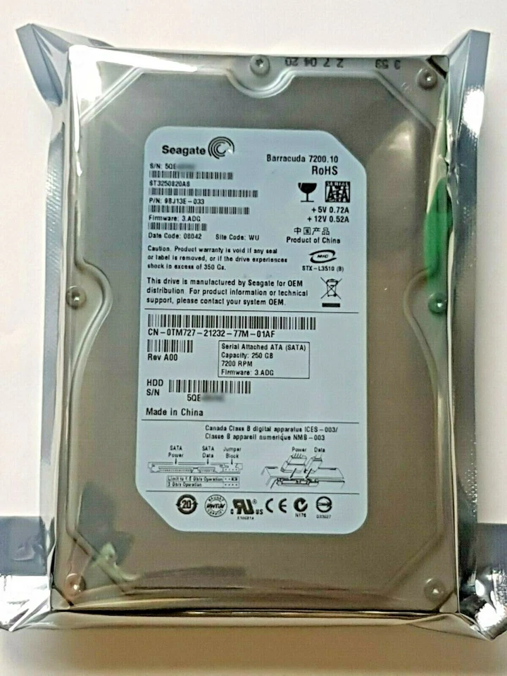 250 GB SATA Seagate barracuda ST3250820AS 7200.10 Fw :3 .adg 3,5 " Hard Drive - Image 1 of 1