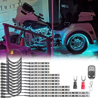 12x Tira de luces LED RGB para motocicleta para Harley Electra Glide Tri Glide Foto 1 de 4
