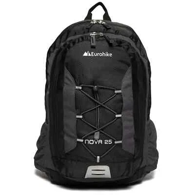 Eurohike Nova black  25 Litre Daysack with Tri-Flow Travel Bag Pack, Travel Bag - Image 1 of 4