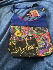 Laurel Burch Carlotta's Cats Shoulder Bag Purse Tote Colorful Cotton Canvas NWT - Picture 1 of 9