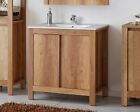 Bathroom Vanity Unit 800mm 80cm Floorstanding Cabinet & Basin Classic Oak Effect