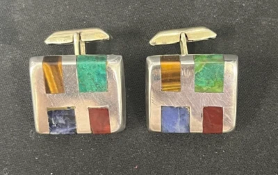 Gemelos multipiedra coloridos de plata esterlina occidental/suroeste de colección MÉXICO Foto 1 de 4