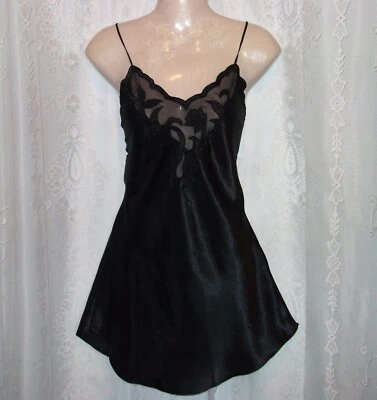 Camisón Sm.Jet negro, satinado, vintage babydoll, camisola, gasa, encaje, camisón Foto 1 de 4