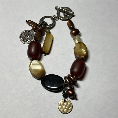 PULSERA SILPADA PLATA ESTERLINA PERLA CONCHA CUERNO BRONCE CUARZO CRISTAL PALANCA Foto 1 de 3