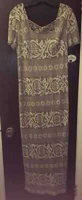 Vestido largo Joseph Ribkoff talla 12 dorado metálico sobre negro nuevo con etiquetas $220 #05527 Foto 1 de 4