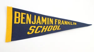 12" Benjamin Franklin School Felt Vintage Souvenir State Travel Pennant - Imagen 1 de 3