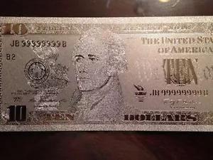 *10 DOLLAR SILVER NEW USA BILL *EACH IN HARD BILL HOLDER*-GREAT COLLECTIBLE GIFT - Picture 1 of 6