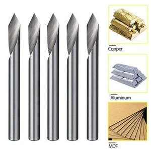 5pcs 60 Deg V Groove Engraving Tool Flat Bottom CNC Spiral Router Bits 1/8 Shank - Picture 1 of 8