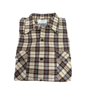 Vintage Sears Mens Large Short Sleeve Plaid Work Leisure Shirt Size 16-16 1/2 - Picture 1 of 7