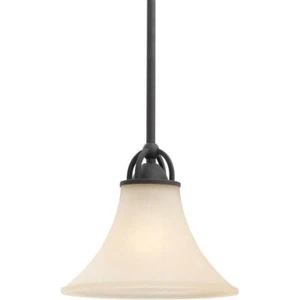 Sea Gull Somerton 9" 1 Light Mini Pendant, Blacksmith w Cafe Tint Gls, 61375-839 - Picture 1 of 1