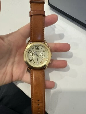 Reloj Michael Kors MK-2251 Mercer Oro Cronógrafo Correa Cuero Marrón Foto 1 de 4