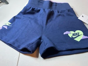 Nike Club Fleece Shorts Girls 3T Years Purple Swoosh Logo High-Waisted Pull-On - Picture 1 of 4