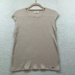 Calvin Klein Sweater Womens Small Pink Ribbed Basic Minimalist Classiccore Cozy - Picture 1 of 9