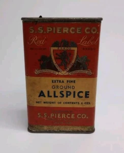 S.S. Pierce Red Label Allspice Spice Tin Vintage Boston MASS. - Picture 1 of 6