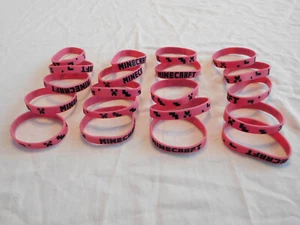 Lot of (20) Minecraft Bracelet Rubber Kid Birthday Party Favors Pink - Picture 1 of 3