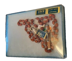 ROSARIO CATÓLICO GENUINO MADERA DE COCO DOBLE CABLE IRROMPIBLE EN CAJA SELLADA - Imagen 1 de 4