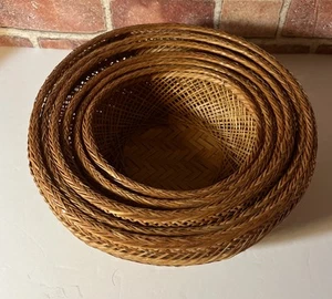 Wunderschön-Vintage Set geflochtene Rattan Satzkörbe 6 Körbe 6-11" Boho - Bild 1 von 8