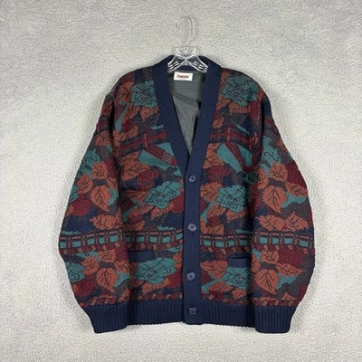 Cardigã suéter masculino vintage TUNDRA CANADÁ médio floral mistura de lã Grandpacore - Imagem 1 de 4