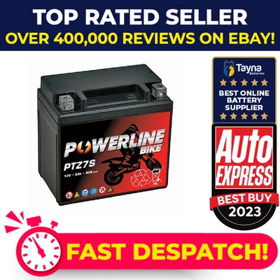 PTZ7S Powerline Bike Motorcycle Battery Replaces YTZ7S - Image 1 of 4