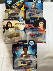 Hot Wheels Character Cars Marvel DC Action Feature SET OF 5 Superhero's NEW - Picture 1 of 11