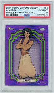 2024 Topps Chrome Disney - Aladdin #54 Purple & Green Pulsar /150 PSA 10 - Picture 1 of 2
