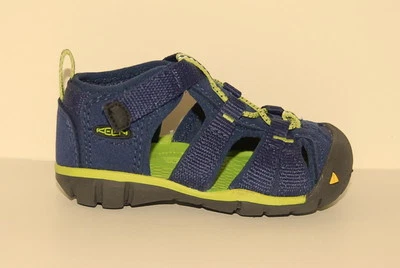 Keen Sandals 4 Seacamp Blue Lime Green NIB Shoes Toddler Hook & Loop Covered Toe - Image 1 of 4