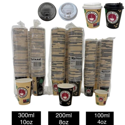 Pappbecher Kaffeebecher Coffee to Go Hartpapier Einwegbecher mit/ohne Deckel - Bild 1 von 4
