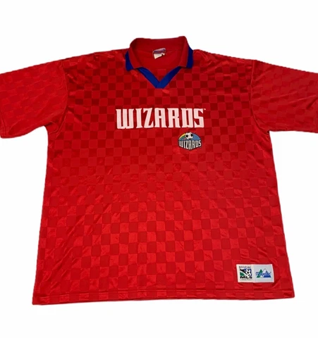 Kansas City Wizards MLS Majestic Mens Jersey Red Geometric Short Sleeve 2XL Cover