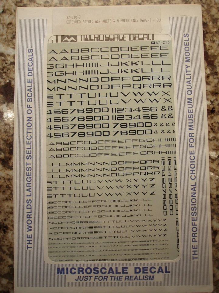 New Haven Gothic Letters & Numbers, different color Decals Microscale 87-210 OOP - Image 1 of 1