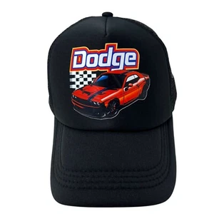 Dodge Challenger Mesh Snapback Trucker Hat Cap Black Auto Mobile New - Picture 1 of 12