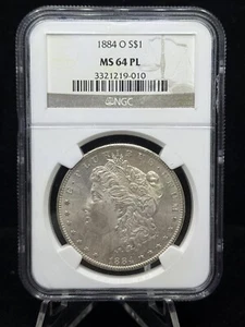 1884-O $1 Morgan Silver Dollar - PQ Coin - Proof-Like - NGC MS 64 PL - Picture 1 of 4