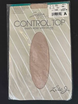 VINTAGE LISE J PANTYHOSE*SILKEN SHEERS*CONTROL TOP*COLOR LINEN*SZ A*MOVIE PROP - Image 1 of 2