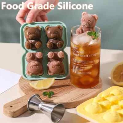 Bear Shape Ice Cube Tray Silicone Mold with Container Cute DIY 1pc - Image 1 of 4