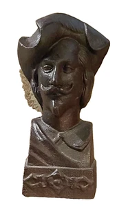 15” Cast Iron French Musketeer Bust, 17th Century Soldier, Dark Brown - Picture 1 of 4