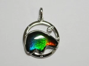 Set di pietre preziose tripletta con cappuccio al quarzo ammonite/ammolite in argento sterling pendente - Foto 1 di 1