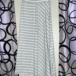 Womens Maurices Gray/White Striped A-Line Maxi Skirt M - Picture 1 of 7