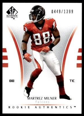 2007 SP Authentic Martrez Milner Rookie 0449/1399 Atlanta Falcons #108 R97 - Image 1 of 2
