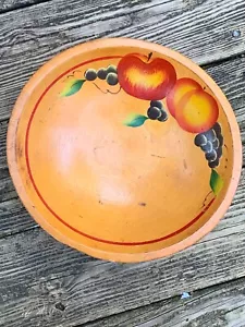 Antike primitive TEIGSCHÜSSEL mit 3 Beinen OBST Apfel Trauben Pfirsich RAR 4/11 ❤️m9 - Bild 1 von 7