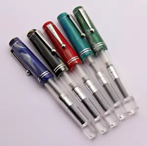 SET OF 5 Click Aristocrat Demonstrator Acrylic Fountain Pens With Chrome Trims - Picture 1 of 6