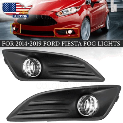 Fits 2014-17 Ford Fiesta Se S Front Bumper Driving Fog Lights+Switch Left+Right - Image 1 of 4