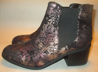 Botas al tobillo Maurices Chelsea para mujer 9,5 M negras florales sin cordones cojín tacón bloque Foto 1 de 4