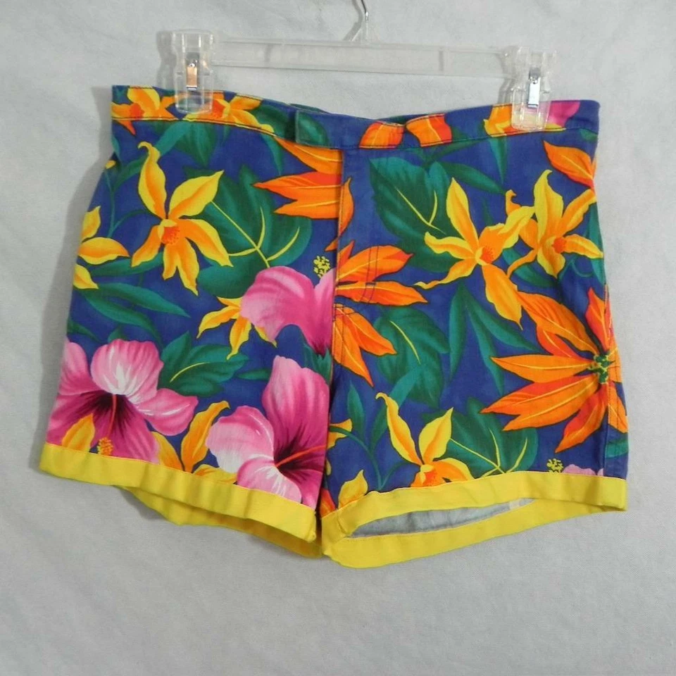 Pantalones Cortos Chinos Vintage TOMMY HILFIGER Mujer 6 Flores TROPICALES Algodón Elástico Foto 1 de 4