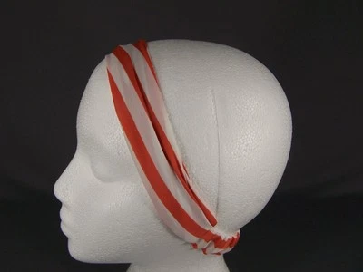 Diadema Pañuelo Elástico Naranja Blanco Gasa 3 en 1 Multi Look Bandana Foto 1 de 4