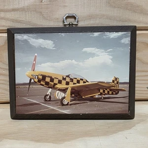 North American P-51 Mustang Airplane Photograph On Wood Plaque 7.5" X 5.5" - Picture 1 of 5