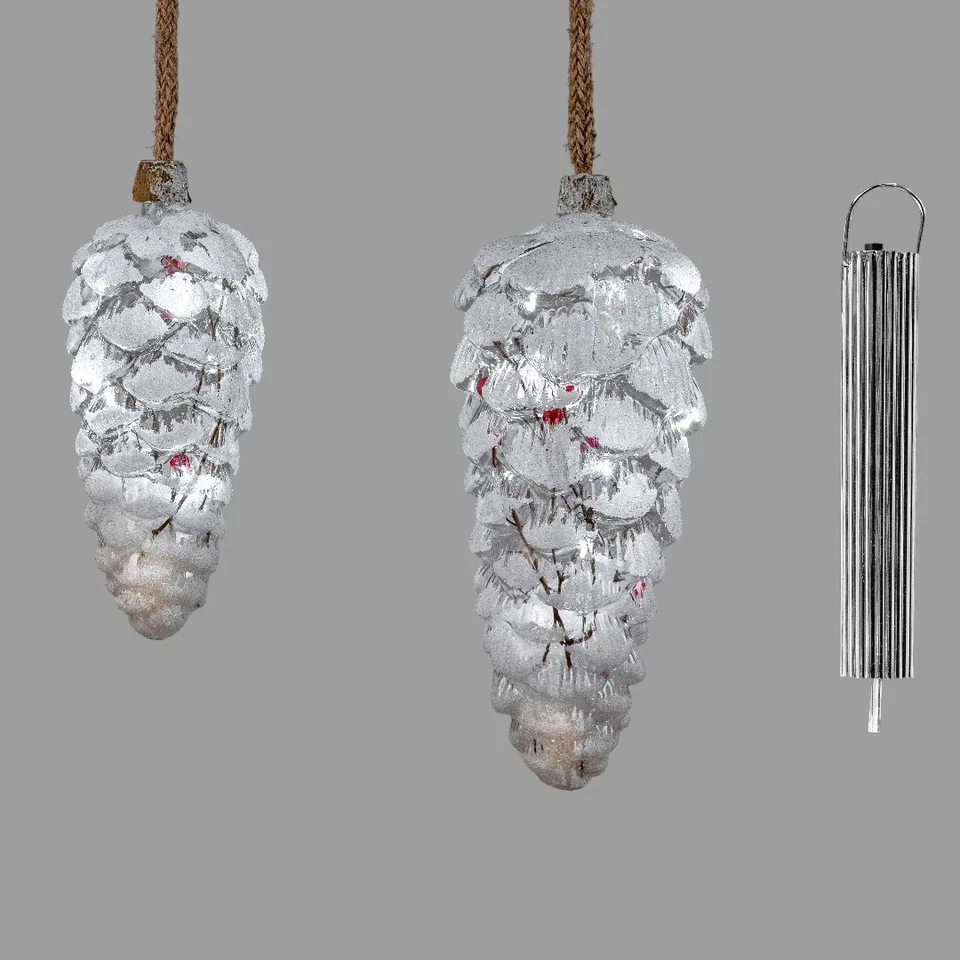 Formano LED-Deko-Hänger „Winter Zapfen mit Beeren“ – Transparent/Weiß, 18,24 cm, - Bild 1 von 1