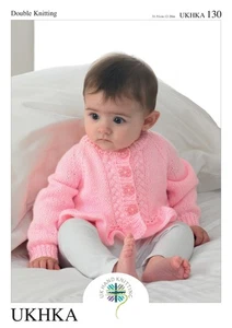 UKHKA 130 CARDIGANS & SWEATER Baby Knitting Pattern DK 12" - 20" 31cm - 51cm - Picture 1 of 2