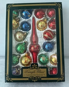 VTG Kurt Adler Kringle Glass Mini Ornaments 5"Tree Topper Red Blue Green Gold - Picture 1 of 3